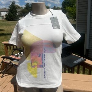 NWT Zadig & Voltaire Bow Mo Terry Palmier Judo Tee XS S M Crewneck